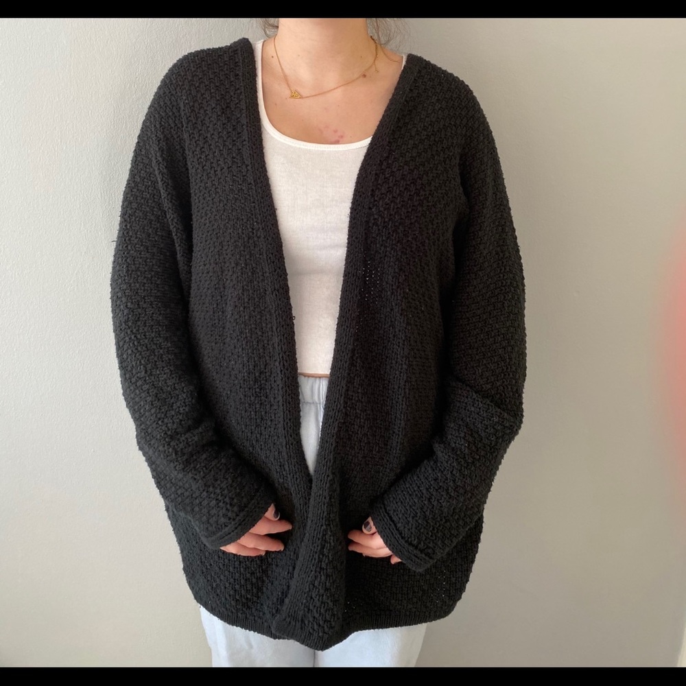 Oversized black knit cardigan